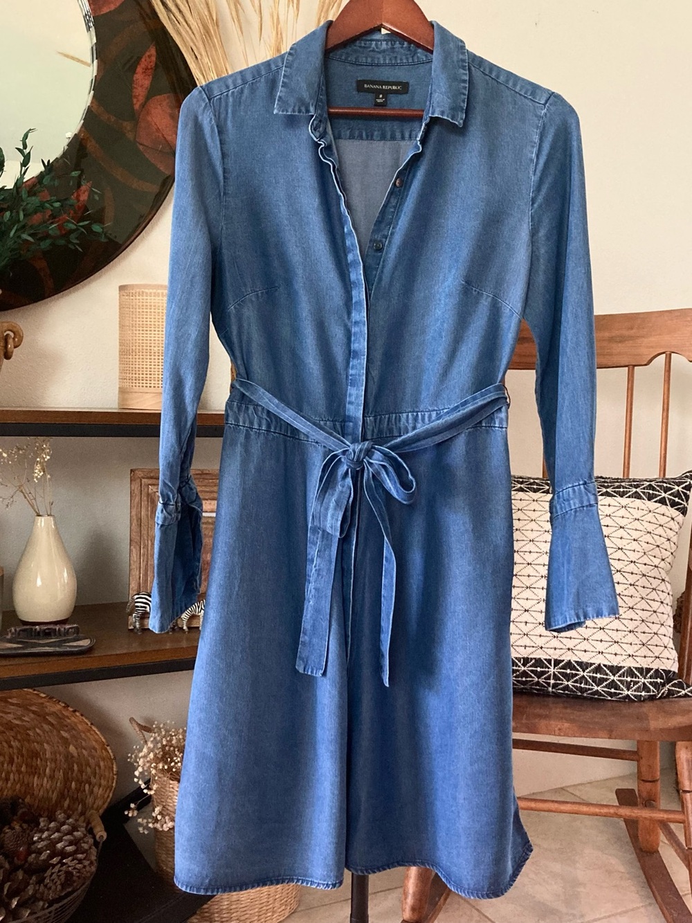 Banana Republic Chambray Shirt Dress with Tie Waist